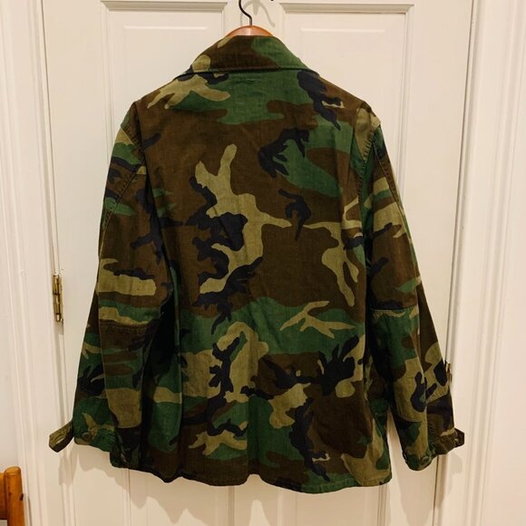 Vintage US Army Combat Woodland Camo Field Jacket Shirt Hot Weather Coat XL - Picture 6 of 6